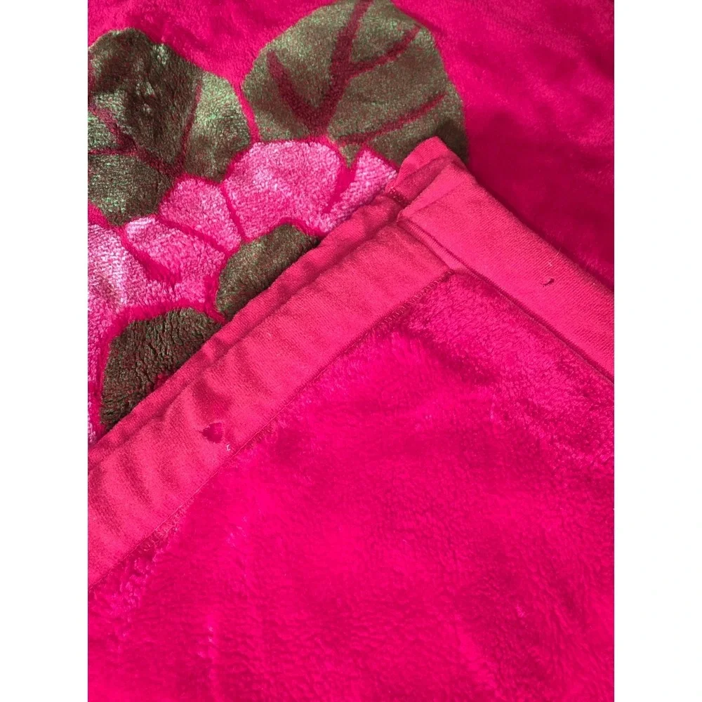 Vintage Korean Hanil Wang Mink Blanket Red Plush Acrylic Korea Soft Heavy 70x86